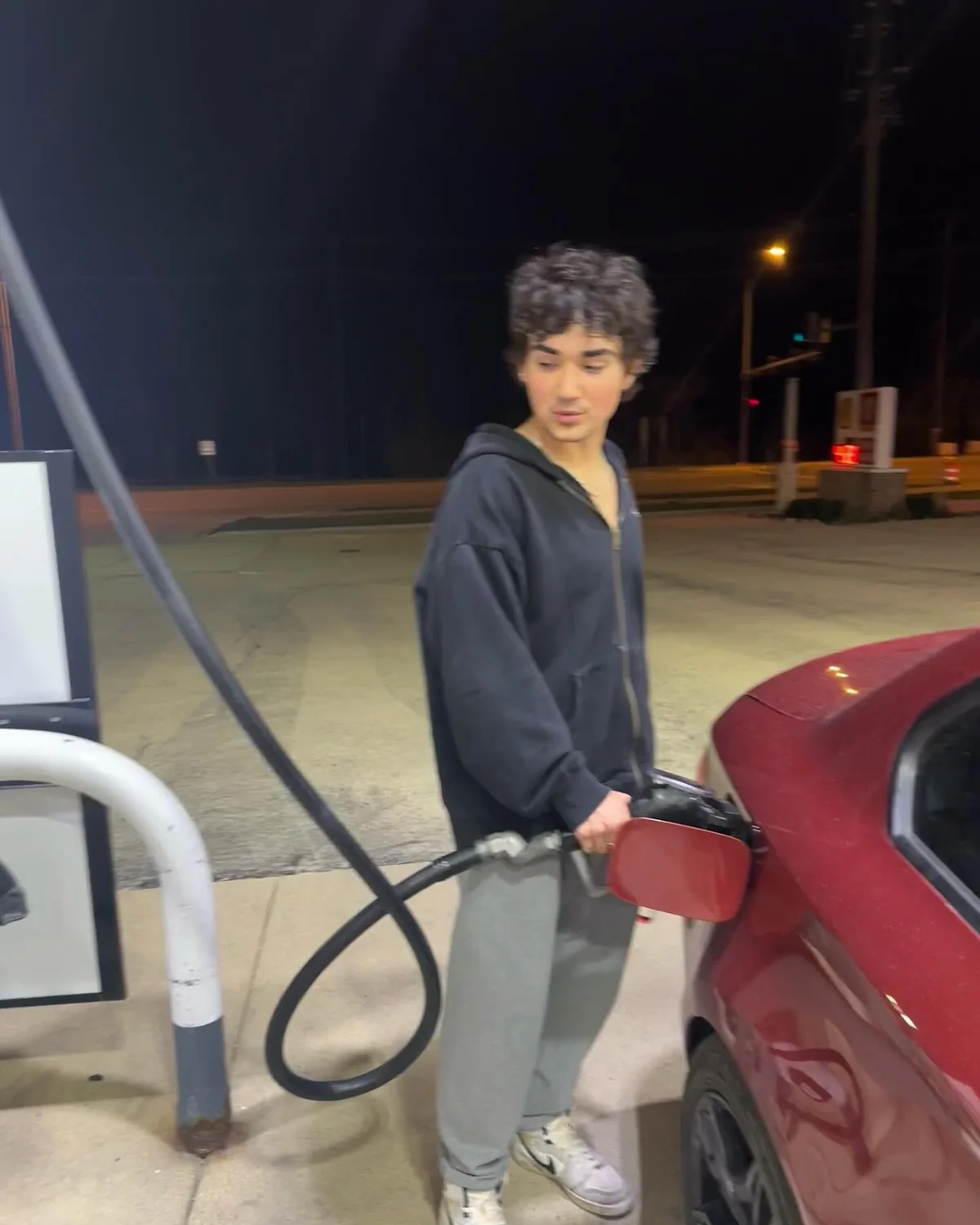 A night portrait at a gas station